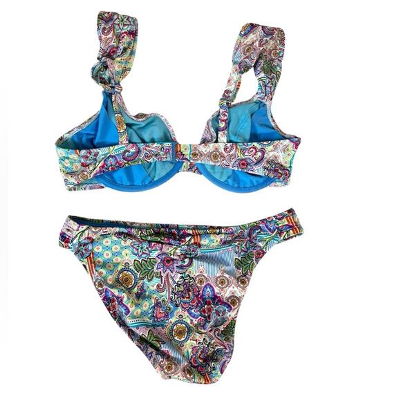 Profile Blush Two Piece Bikini Set in Paisley Multicolor - Size M D Cup - Picture 2 of 8